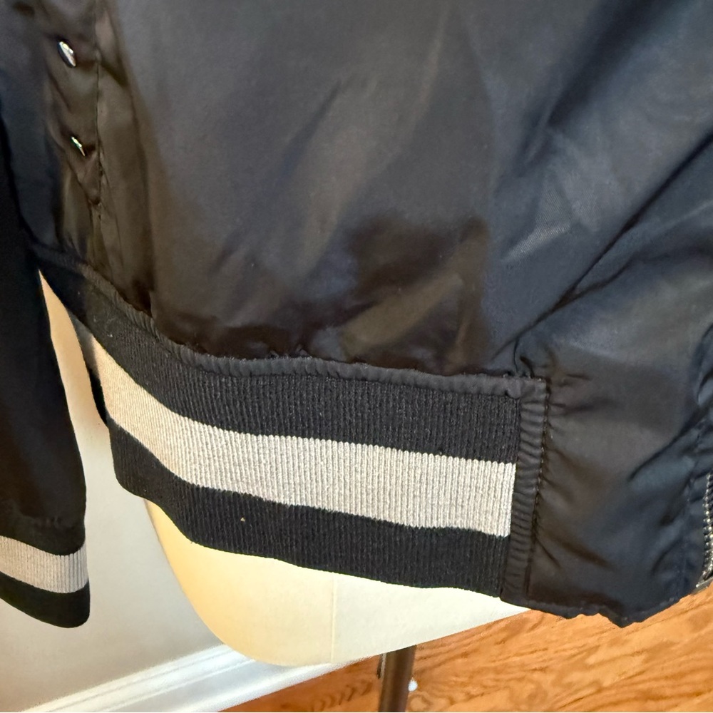 BCBGeneration Black Varsity Jacket with Floral Embroidery, Large, UGC - Picture 7 of 12